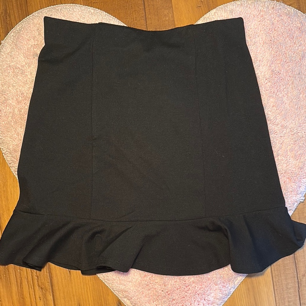 Black Mini Pencil Skirt with Ruffled Hem for Cocktail